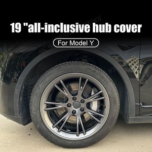 Enjoliveurs de roue ABS 19 pouces 4 pièces blancs pour <span class=keywords><strong>Tesla</strong></span> <span class=keywords><strong>Model</strong></span> <span class=keywords><strong>Y</strong></span>, enjoliveurs de moyeu de roue à couverture complète, enjoliveurs de moyeu à lame - Product Image 2