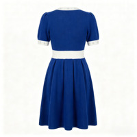 Robe tricotée femme bicolore bleu et blanc, ornée de strass, idéale pour les soirées et les tenues de sororité – Vente en gros usine