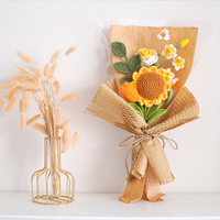 Bouquet de fleurs de pivoine artificielles en mousse décorative, faites à la main au crochet, dans un vase, pour la maison, la remise des diplômes, la fête des pères