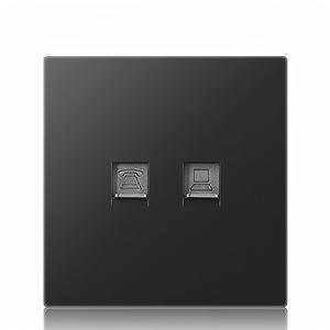 High Quality Black Matte Pc Panel Uk Double Computer Socket Socket Plate - Product Image 1