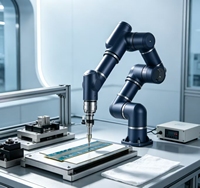 Bras robotique collaboratif pour la préhension et le placement, robotique industrielle avec panneau d'enseignement