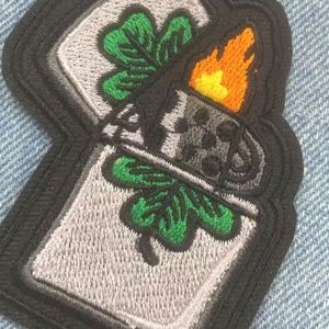 New Punk Style Iron on Embroidery Rock <b>Lighter</b> Beer Rose Stay Weird Patch for Clothing Bag Jeans Decoration - Product Image 5