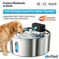 Fontaine à eau sans fil pour animaux de compagnie de 3,2 L, en acier inoxydable, avec circulation d'eau, pour chats et chiens d'intérieur, service OEM d'usine