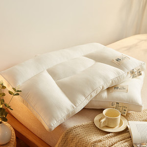 Oreiller en coton pur et fibre de soja, rectangulaire, doux, soutien du cou, blanc, taille adulte - Product Image 3