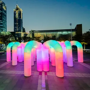 Inflable luminoso arco iris en forma de U colorido cambio de color al aire libre celebración decoración diseño gas modelo lámparas personalizadas