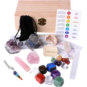 Private Custom Natural Crystal Stone Gift Box Ametista Cluster Natural Crystal Rolling Stone Pulseira Reiki Cura