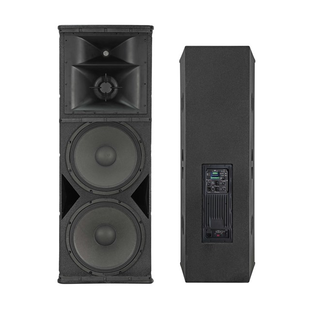 Dual 15" 3-Way Powered PA Loudspeaker Wooden Cabinet DSP TWS USB Input 1200W RMS 4 Sound Modes High Performance DJ Club Sound