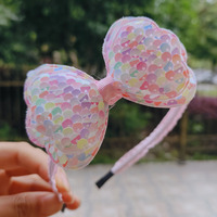 Coréen coloré mignon paillettes arc dentelle Quicksand bandeau bandeau de cheveux paillettes coiffure pour enfants couronne