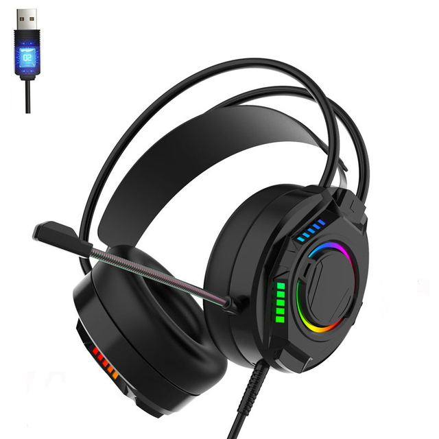 7.1 Surround Sound RGB LED Gaming Headset with Mic USB Stereo On-Ear & Over-Ear Headphone for PC PS4 Xbox & Laptop
