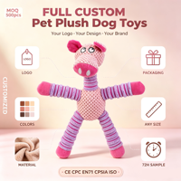 Jouet en peluche résistant aux morsures pour chiens, avec fonction couineuse et fonction molaire, design animal (ours, cochon, éléphant) avec lettres majuscules
