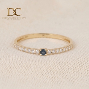 Bague classique en or massif 14 carats avec diamant de laboratoire et topaze bleue de Londres taille brillant, certifiée IGI, pour femme - Product Image 3