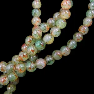 12mm Full Hole Baking Varnish Ice Jade Glass Lacquered Beads Blossom Beads For Diy Jewelry Decoration