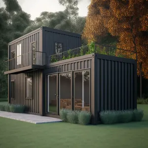 Uxury-contenedor plano de casa prefabricada, contenedor duradero de alta clase para restaurante y oficina