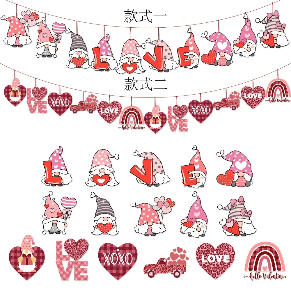 2024 New Product Valentine's Day Gnome Ornament Paper Hanging Decoration Embellishments Holiday Romantic Valentine's Day