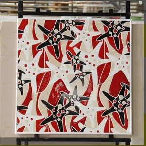 High Quality Custom Glistened Handmade Marble Mosaic Tiles Red And Black Star Tiles For Hotel Bathroom Kitchen Wall