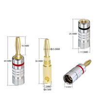 Fiches bananes Câble d'amplificateur de haut-parleur en cuivre plaqué or 24K avec connecteur banane à verrouillage à vis