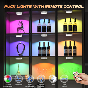 <b>Motion</b> <b>Sensor</b> Step <b>Light</b>, Rechargeable Puck <b>Lights</b> with Remote, Under Cabinet <b>Lights</b> with 3 Colors&RGB, Magnet Stick on <b>Light</b> - Product Image 2