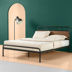 <span class=keywords><strong>Lit</strong></span> de maison en fer forgé, avec cadre en métal forgé et conception en bois, pour meuble de chambre à coucher, DB-816 - Product Image 2