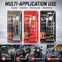 PINSU Mastic d'étanchéité neutre en silicone RTV noir haute température pour moteur automobile, boîte de vitesses, travail du bois et construction