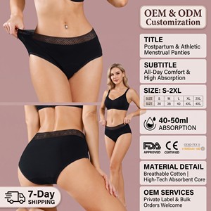 <span class=keywords><strong>Culotte</strong></span> menstruelle post-partum 4 couches anti-<span class=keywords><strong>fuite</strong></span> <span class=keywords><strong>pour</strong></span> athlètes, taille mi-haute, <span class=keywords><strong>lavable</strong></span> et réutilisable <span class=keywords><strong>pour</strong></span> femmes - Product Image 2