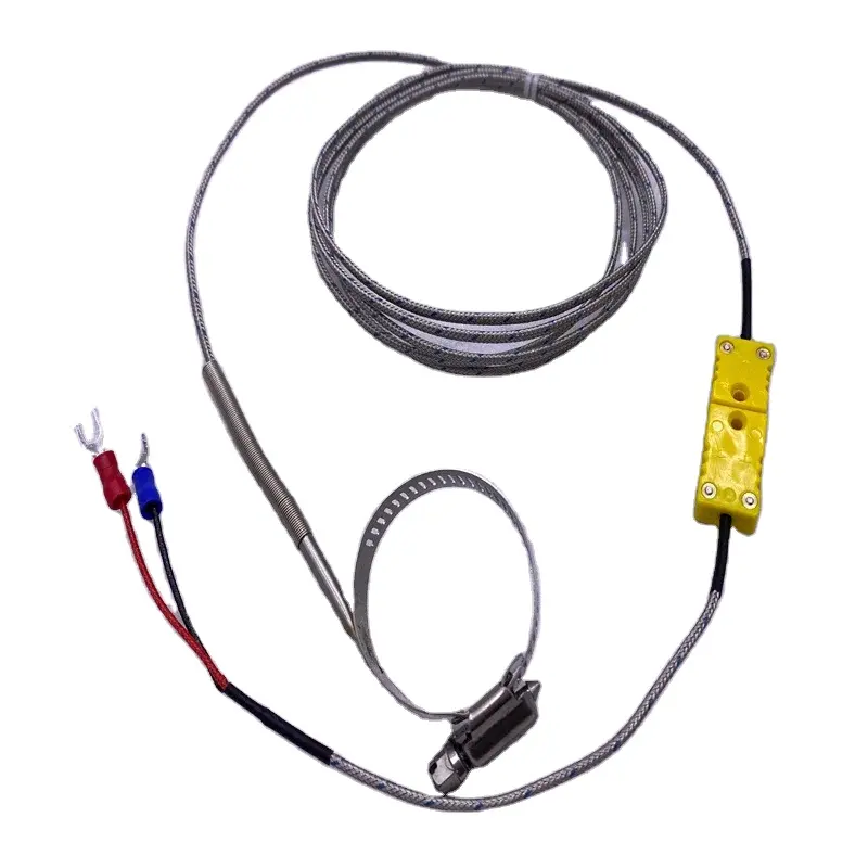 K-tipo industrial termopar temperatura sensor com mangueira braçadeira e plug