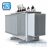 Transformateur de distribution immergé dans l'huile à noyau amorphe S20, ultra faible perte, 10-35 kV, triphasé, IEC60076, sur mesure