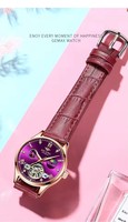 AILANG Montre mécanique originale pour femme, phase de lune, élégante, de luxe, en cuir, avec tourbillon ajouré, mode Reloj