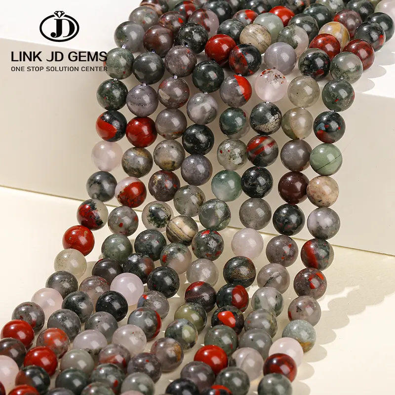 Wholesale Price Africa Blood Stone Size 4-10mm Matte Round Red Green Gemstone Beads Personalized Fashion Hand-made Jewelry