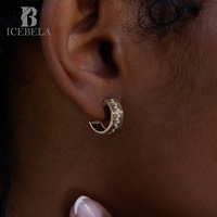 ICEBELA Fine Jewelry Luxury Vintage Trendy Plata 925 Sterling Silver Stream of Cuff Zircon Boucles d'oreilles pour les femmes