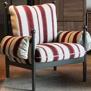 Sedia Relax di Lusso Personalizzata Lin's Home in Stile Antico Rosso e Nero, Poltrona Reclinabile in Legno Massello Stile Retrò Francese 68x66cm - Product Image 5