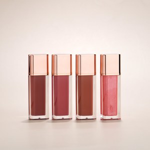 Tube de gloss carré rose gold |   Rouge à lèvres liquide brun nude, étiquette privée OEM personnalisée |   Emballage cosmétique haute brillance longue durée - Product Image 2