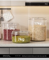Grand seau de rangement hermétique en plastique pour riz, conteneur anti-humidité pour céréales et grains, idéal pour la cuisine et le garde-manger.