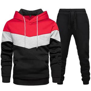 Setelan olahraga pria, baju Hoodie lengan panjang + celana lari 2 potong, Set pakaian kasual olahraga lari musim semi dan musim gugur - Product Image 2