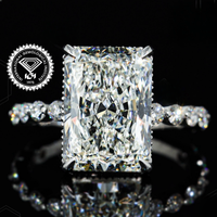 Bague de fiançailles solitaire en diamant de laboratoire taille radiant, sertie pavé sur mesure, en or blanc massif 14K/18K, certifiée IGI CVD/HPHT pour femme