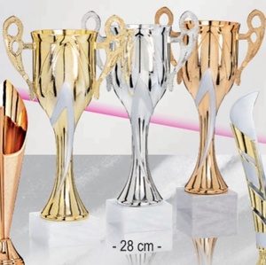 Trophée sportif gravé en or personnalisé de conception libre pour la réunion annuelle de la société scolaire Basketball Football Competition - Product Image 1