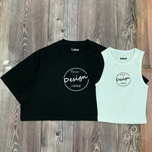 Top corto de algodón de alta calidad con logotipo personalizado, camisetas cortas con estampado de cuello redondo holgadas transpirables antiarrugas para mujer - Product Image 6