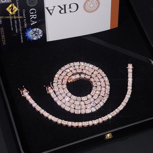 สร้อยคอฮิปฮอปเงินแท้ 925 ประดับเพชรทรงบาแกตต์ 5 มม. หรูหรา พร้อมใบรับรอง GRA ประดับเพชรโมอิสซาไนต์แบบเทนนิส - Product Image 3