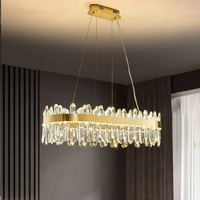 Lustre en cristal rond moderne avec lampes suspendues rectangulaires d'installation moyenne pour lustres de restaurant