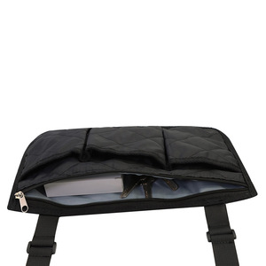Sac de rangement latéral pour accoudoir de fauteuil roulant, organisateur suspendu noir pour les voyages, forme rectangulaire avec plusieurs poches - Product Image 5
