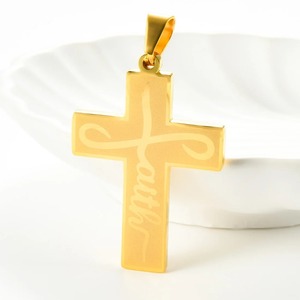 Collier pendentif croix religieuse chrétienne en acier inoxydable argenté, doré, noir, bijoux de prière catholique, cadeau pour hommes et femmes - Product Image 4