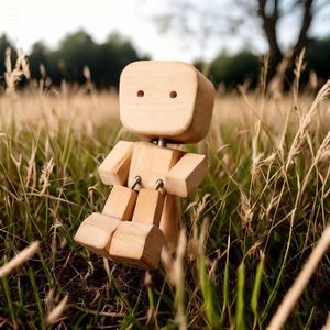 Wholesale Factory Modern Solid Wood Shaking Leg Robot <b>Car</b> <b>Ornament</b> Wooden Doll Decoration - Product Image 3