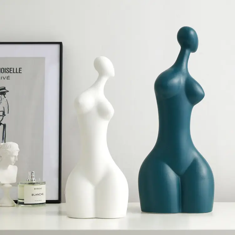 Estátua de arte abstrata feminina de cerâmica moderna, decoração simples para sala de estar