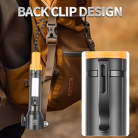 Lampe torche multifonctionnelle de secours avec marteau de sécurité, coupe-circuit, lumière LED COB zoomable, rechargeable par Type-C, torche d'urgence portable