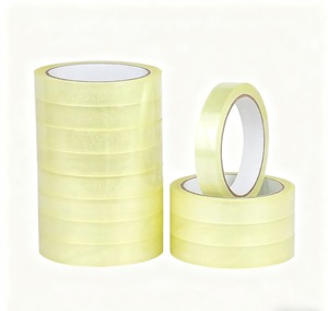 Canada Gói 12 Cuộn 3/4 Inch X 50yds Rõ Ràng <span class=keywords><strong>Bopp</strong></span> Trong Suốt Màu Vàng Quà Tặng Bọc Băng 3Inch Core Dispenser Cho Nhà Trường - Product Image 1