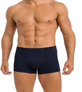 Moda erkek basit ve kaliteli temel katı iç çamaşırı erkek için kemer Boxer külot üzerinde özel LOGO ile