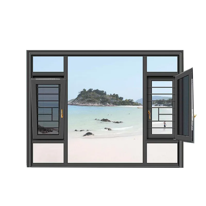 Kommerzielle Dreifachschiene mit Bildschirm Hardware-Steckfenster Doppelverglasung kalifornische schlagfeste gehärtetes Glasfenster