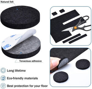 Protège-meubles <span class=keywords><strong>en</strong></span> <span class=keywords><strong>feutre</strong></span> auto-adhésif, coulissant, noir, <span class=keywords><strong>pour</strong></span> chaises, planeurs de sol, lot de 300 pièces - Product Image 2