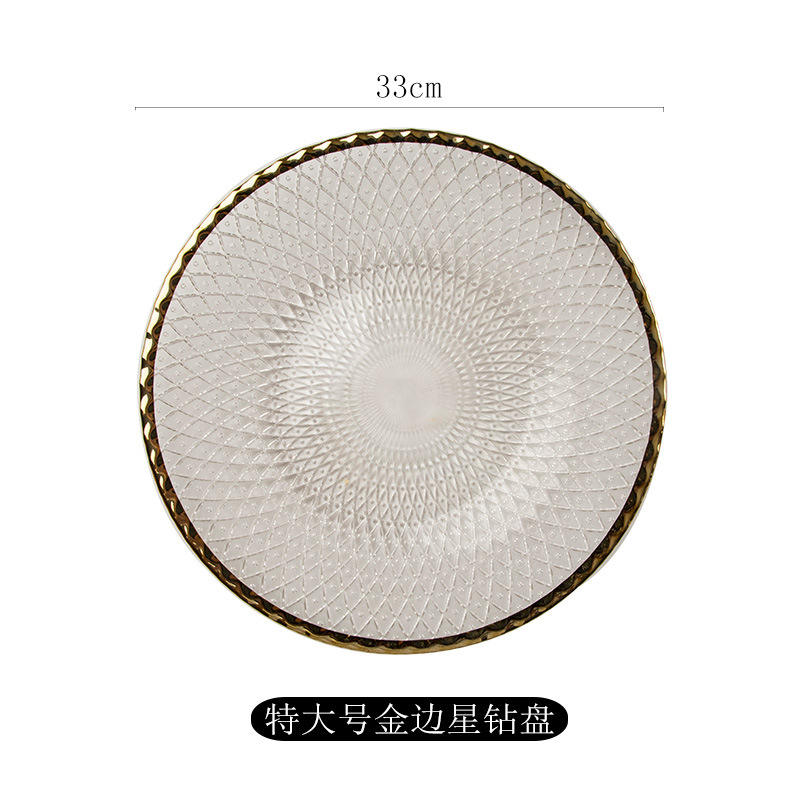 Plato de piña con borde de oro 33cm XHL-3172P