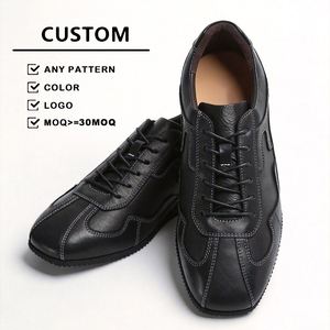 Chaussures décontractées pour hommes en cuir véritable de qualité supérieure, élégantes, noires, streetwear, plates, légères, pour l'extérieur - Product Image 3
