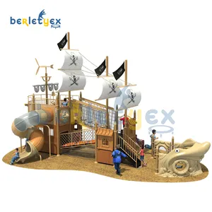 Berletyex Long Tube Slide Outdoor Playground Kids Commercial Equipment Pirate Ship Slide